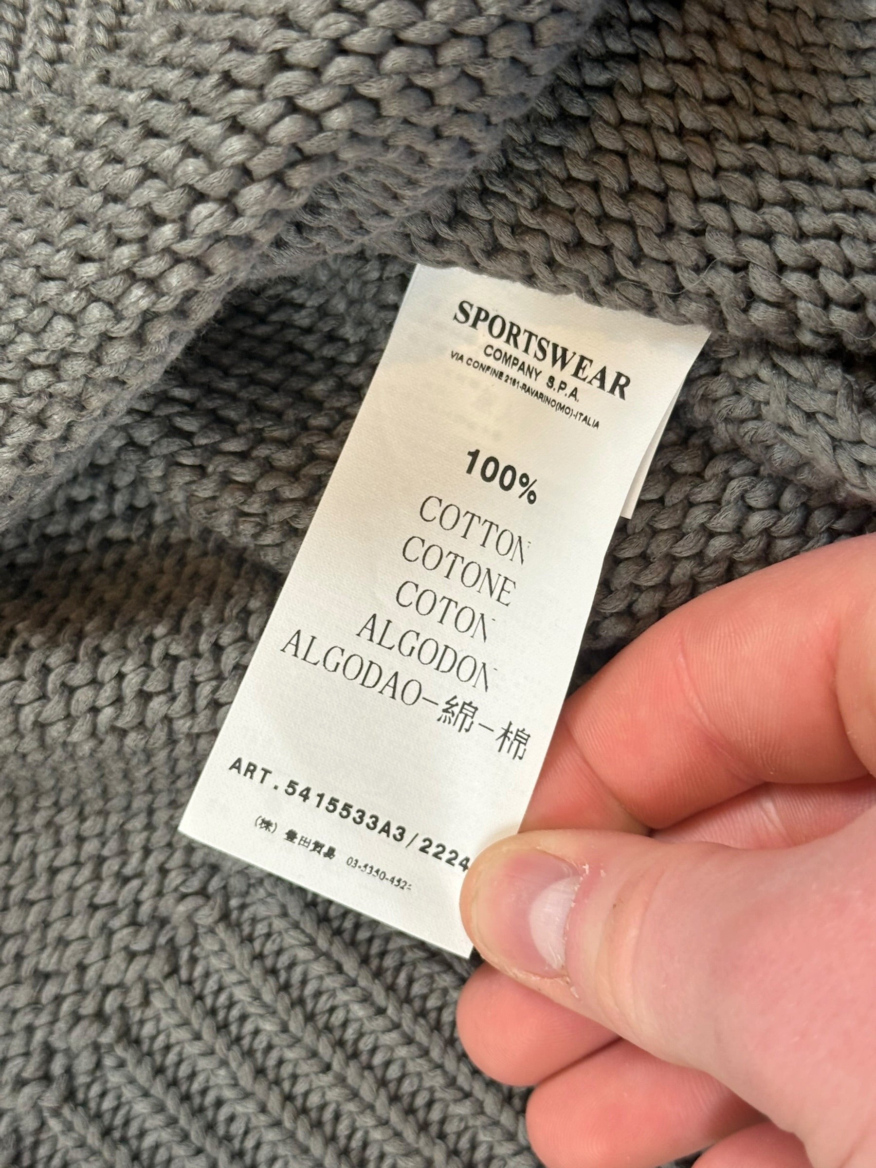 Archive No. 9 Stone Island grey heavyweight 100% cotton Knit Jumper, size XL.
