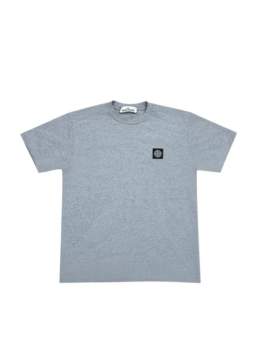 Archive No. 9 Stone Island grey cotton t-shirt with iconic compass logo on chest, size M.