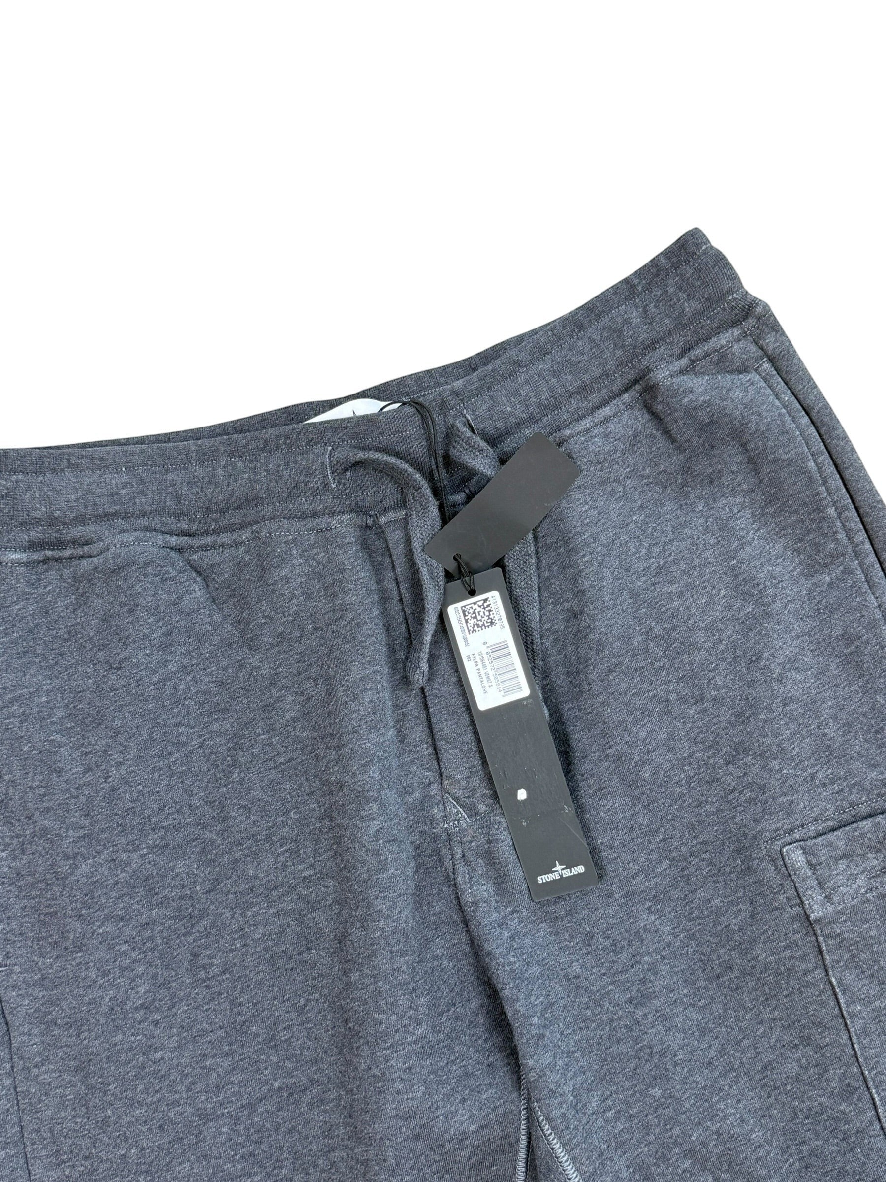 Archive No.9 grey 100% cotton Stone Island joggers with elasticated waist and drawstrings, size S.