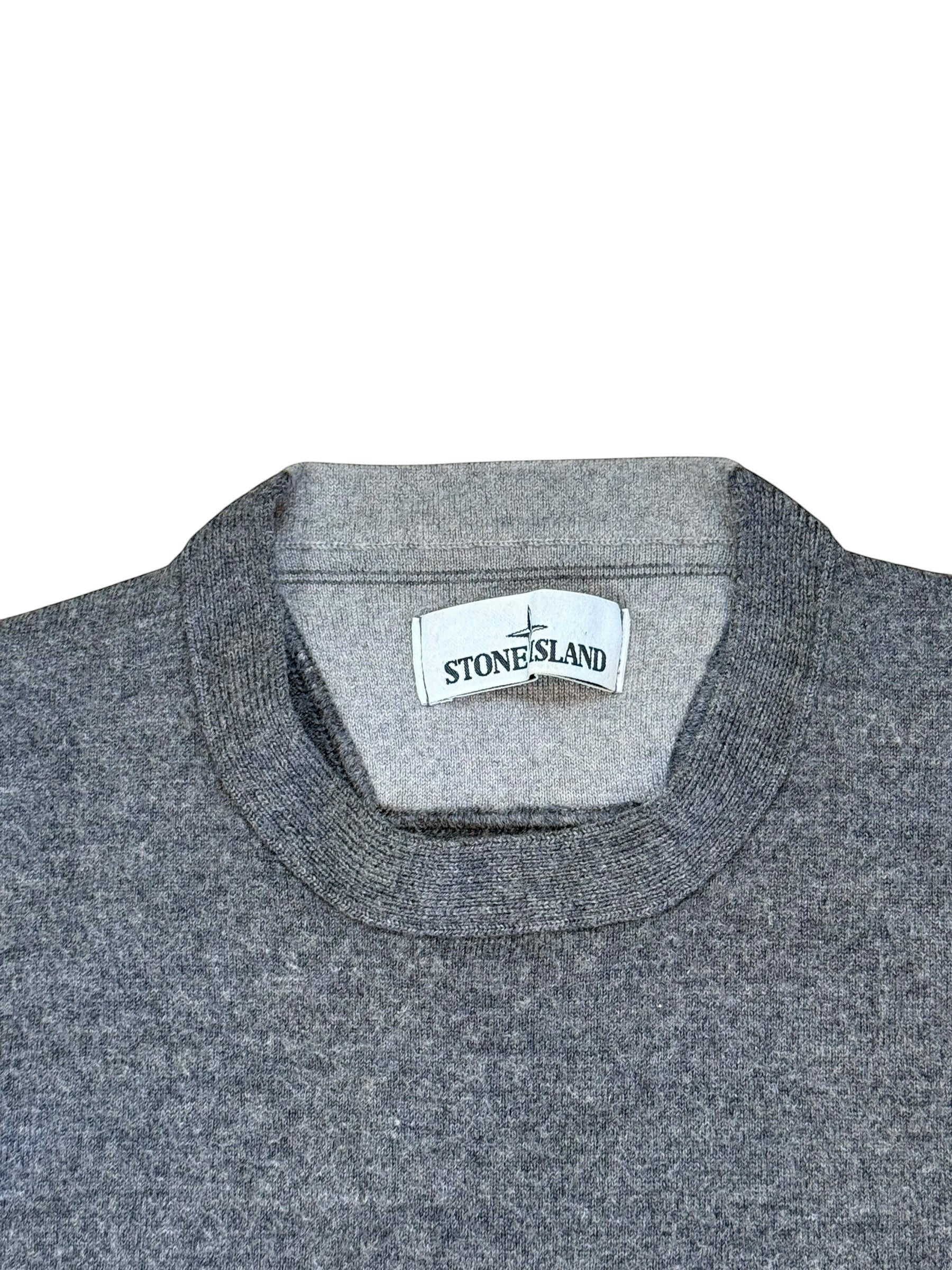 Archive No. 9 grey Stone Island Knit Jumper, size M (fits S), lightweight with iconic arm badge.