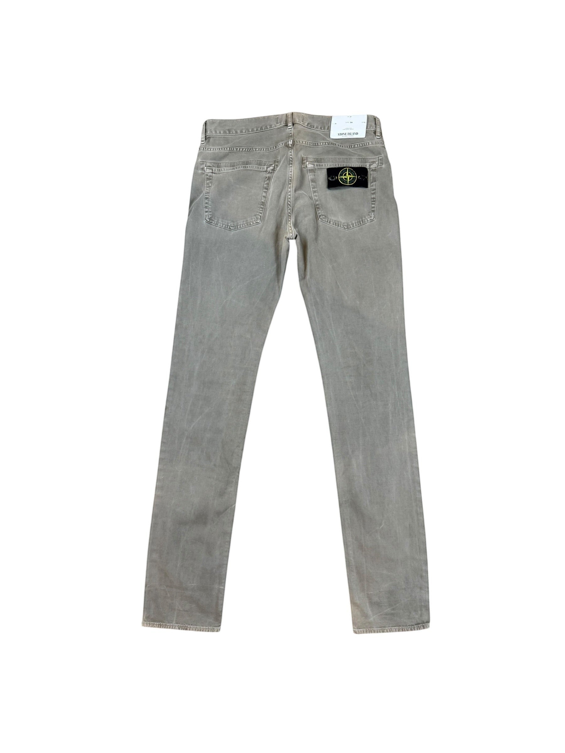 Archive No. 9 Stone Island khaki 100% cotton denim jeans W31 with iconic compass badge on back pocket.