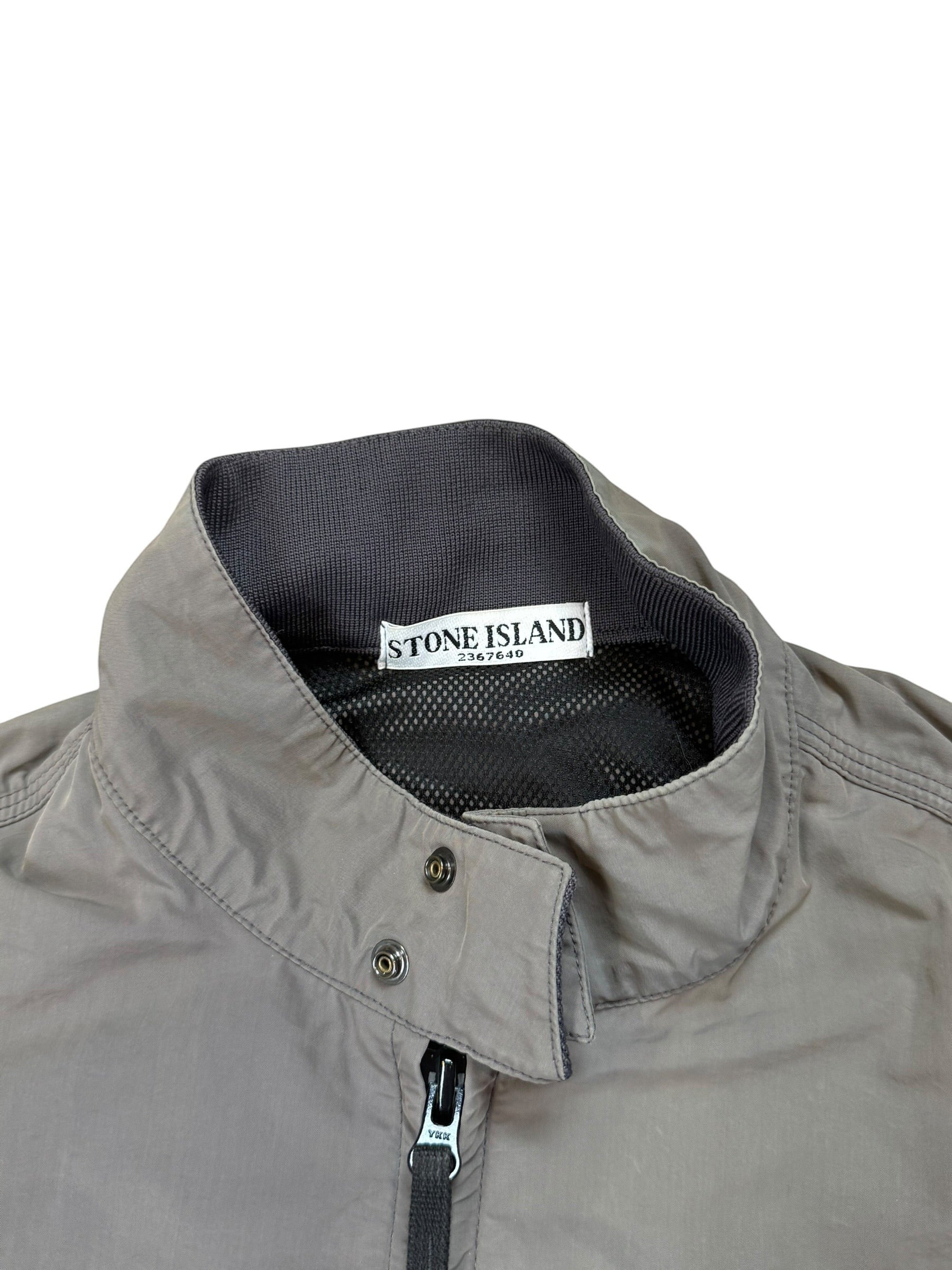 Archive No. 9 Stone Island vintage khaki windbreaker jacket with mesh lining, size M. Waterproof and wind-resistant.