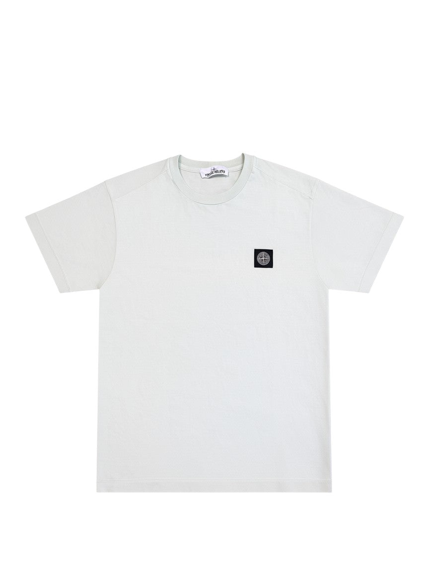 Archive No.9 Stone Island mint green cotton t-shirt with signature compass logo patch on the chest.
