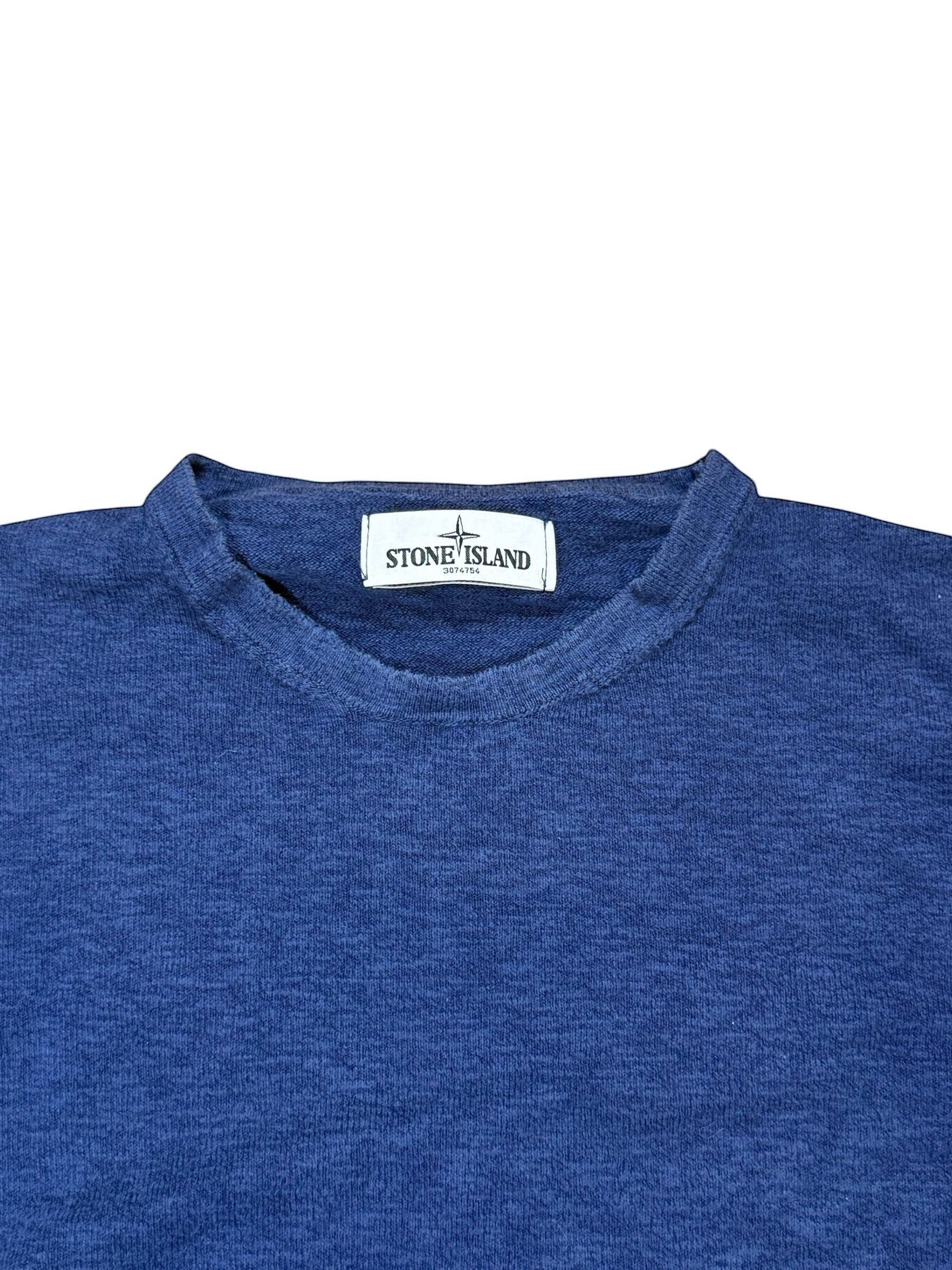 Archive No. 9 vintage navy blue cotton Stone Island Knit Jumper, size M.