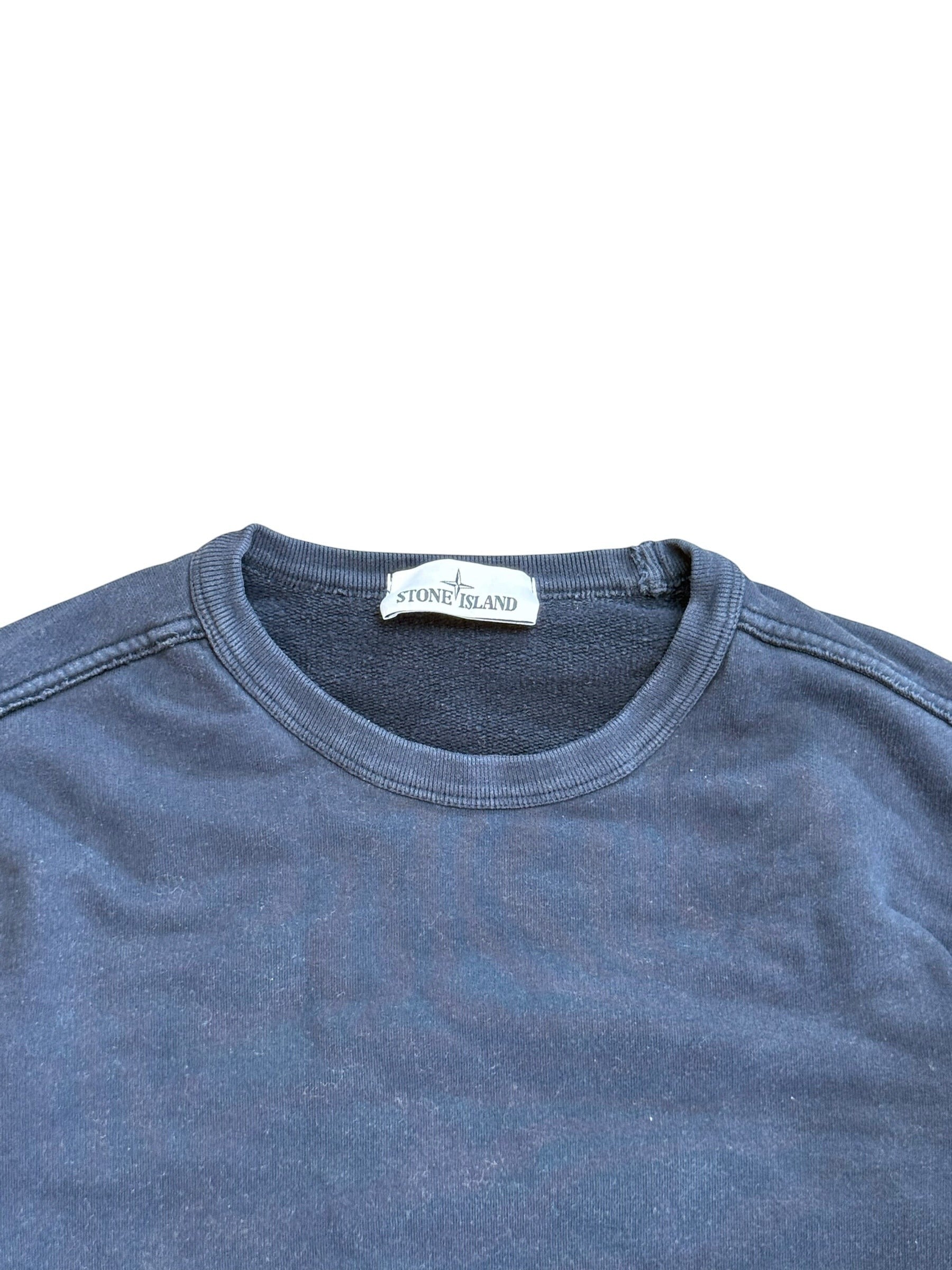 Archive No.9 Stone Island navy cotton crewneck jumper with interior brand label detail