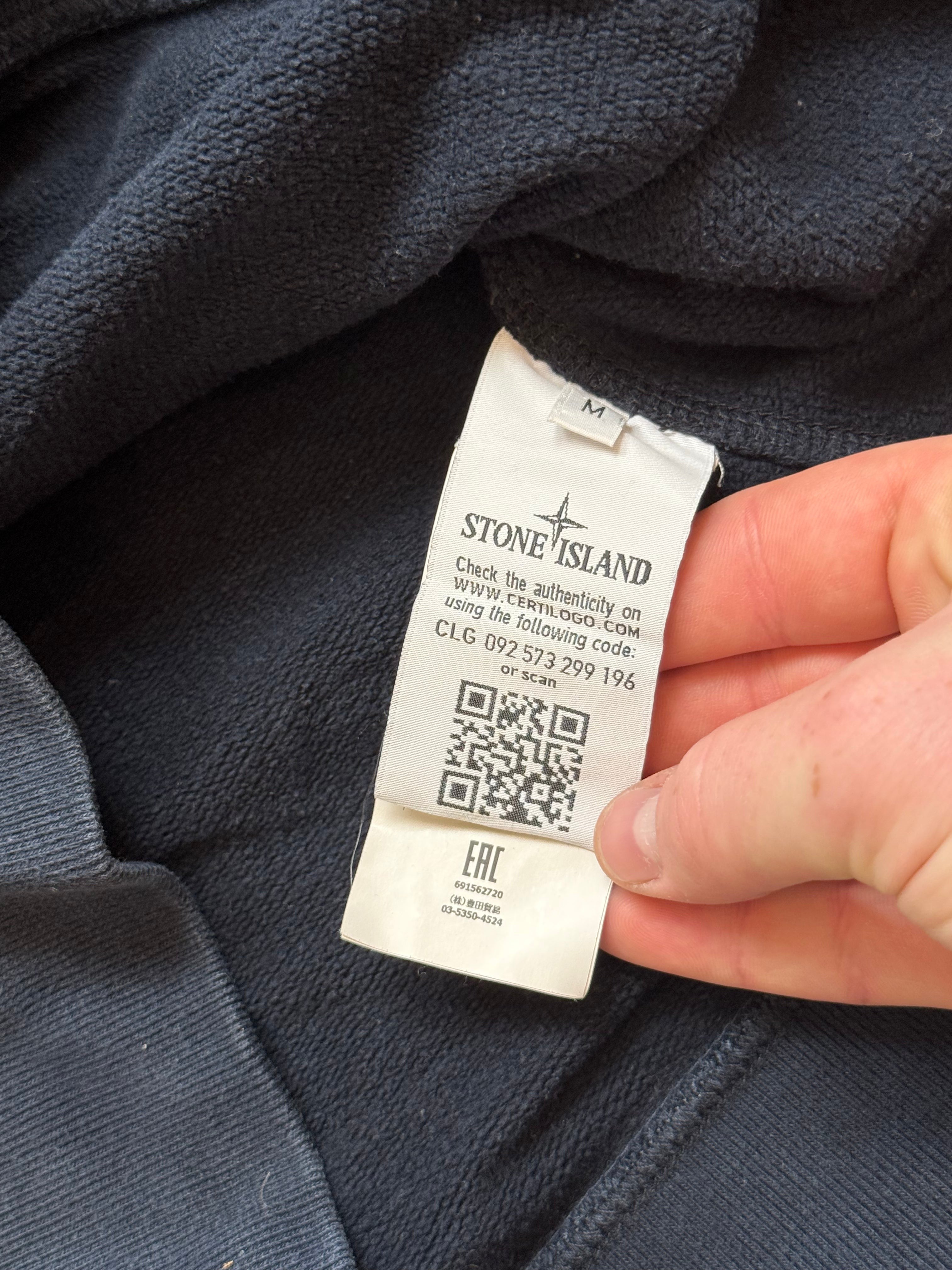 Archive No.9 Stone Island crewneck jumper navy cotton interior label with size M and Certilogo authenticity code