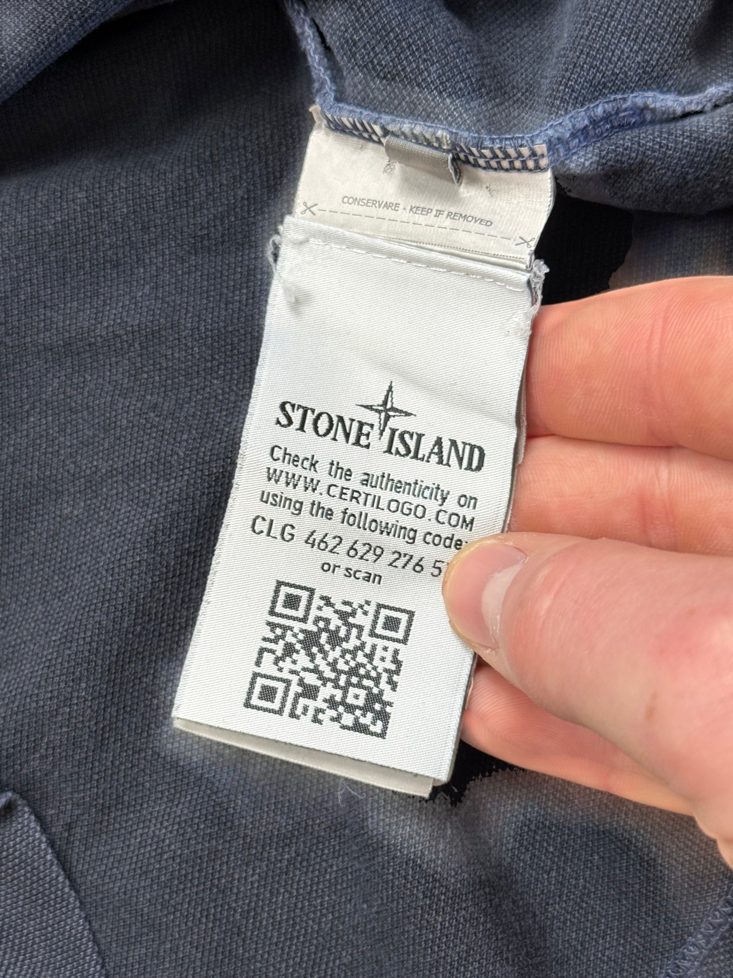 Archive No.9 Stone Island navy blue slim fit 100% cotton polo shirt with compass logo on chest. Size M.