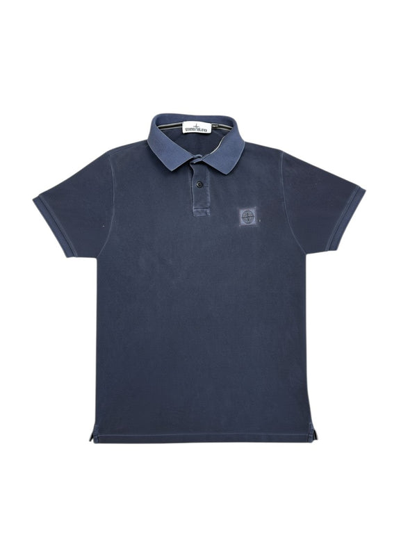 Archive No.9 navy cotton slim fit polo shirt with iconic Stone Island compass logo on chest, size M.