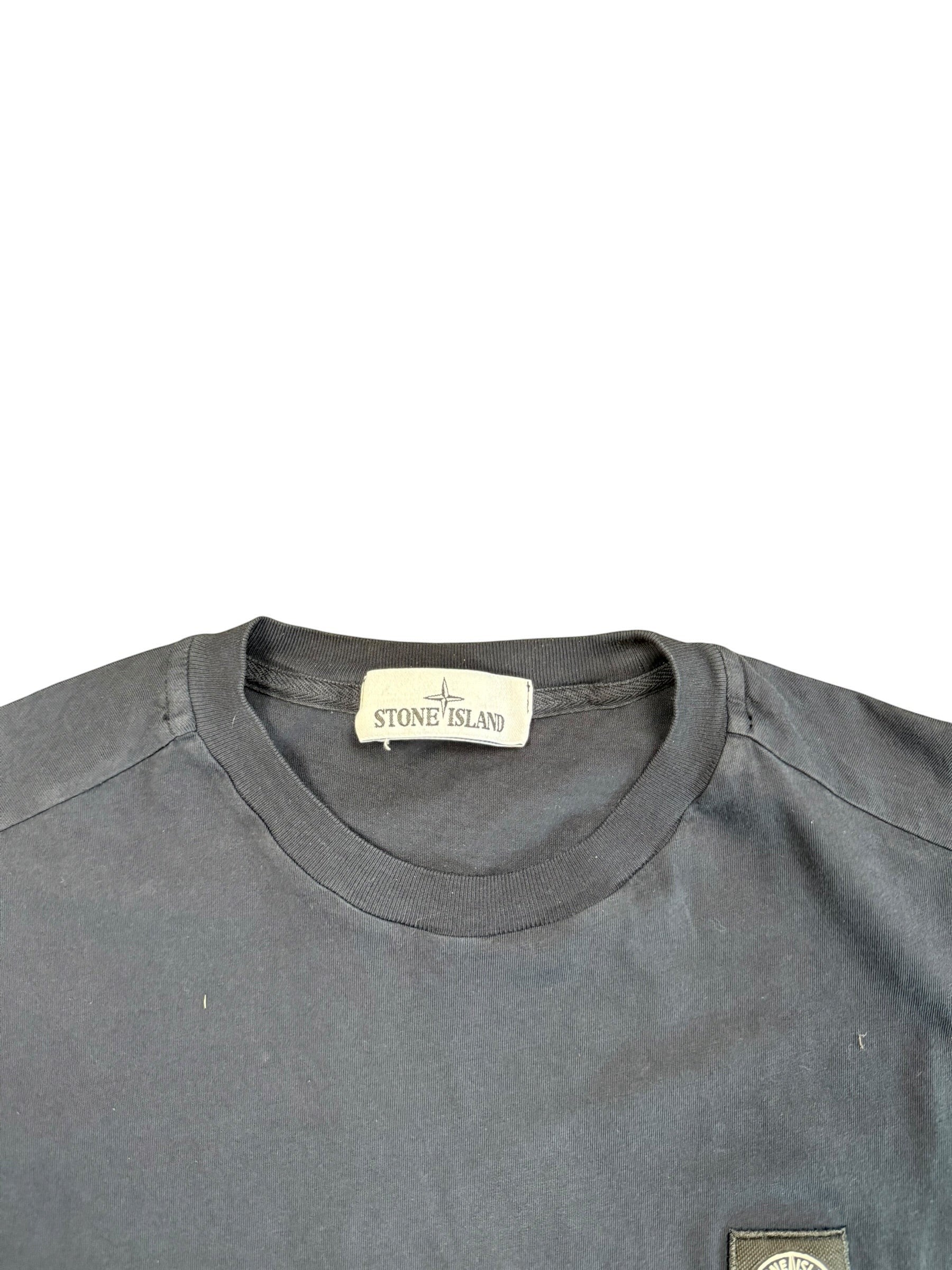 Archive No.9 Stone Island navy cotton t-shirt featuring the iconic compass logo neck label and regular fit.