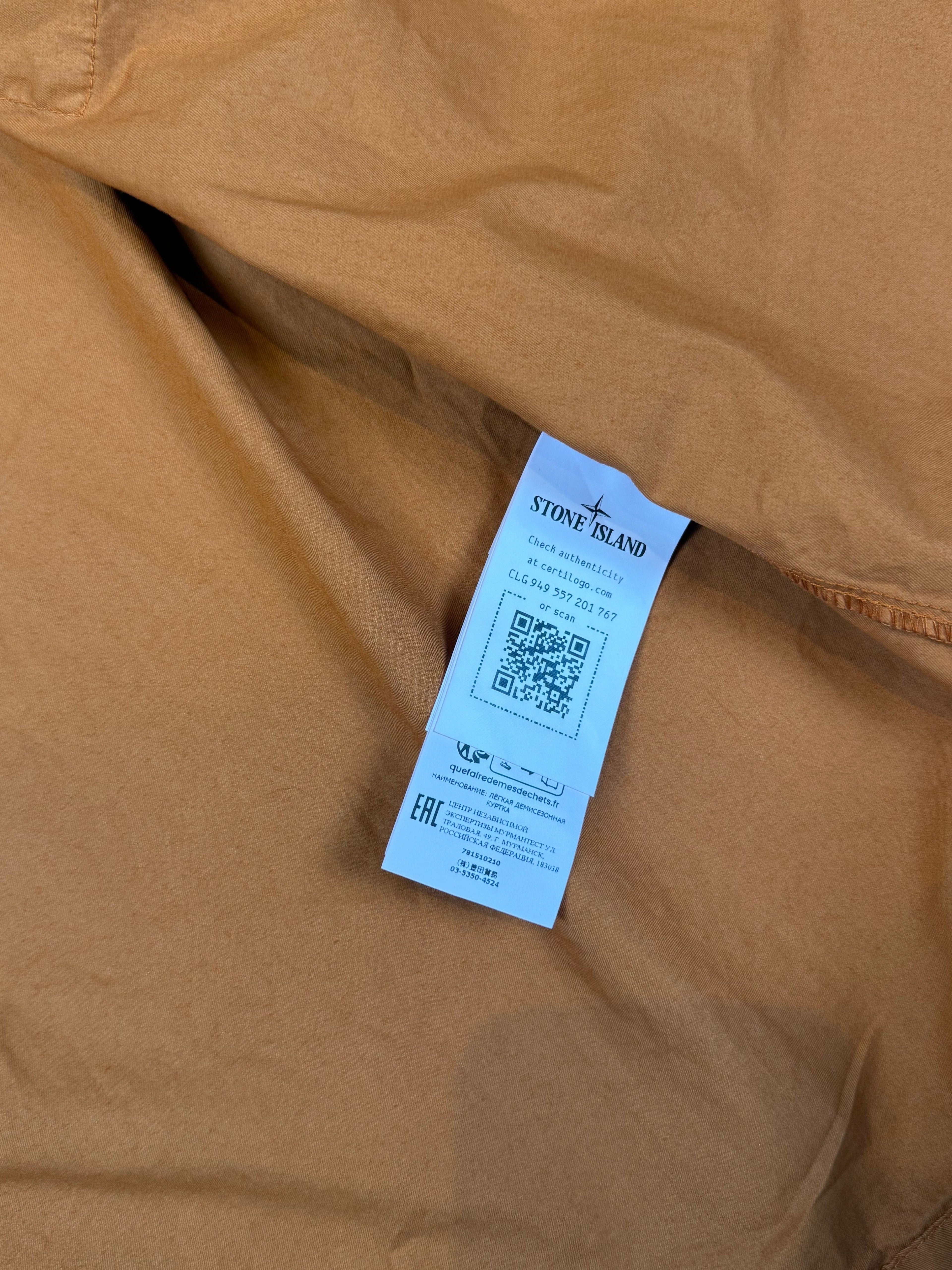 Archive No. 9 Stone Island orange cotton overshirt, size M, featuring the iconic compass badge.