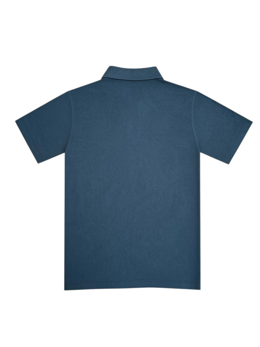 Back view of a dark grey Stone Island regular fit cotton polo shirt from Archive No.9