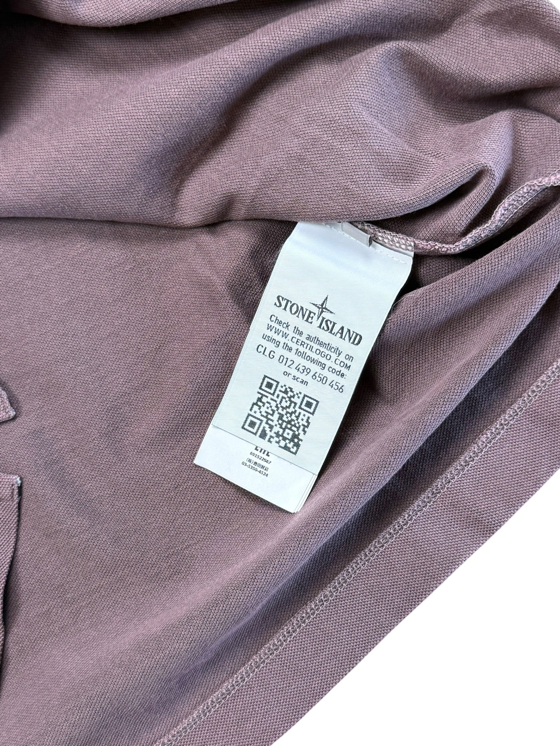 Archive No.9 Stone Island burgundy cotton polo shirt interior Certilogo authenticity tag and QR code