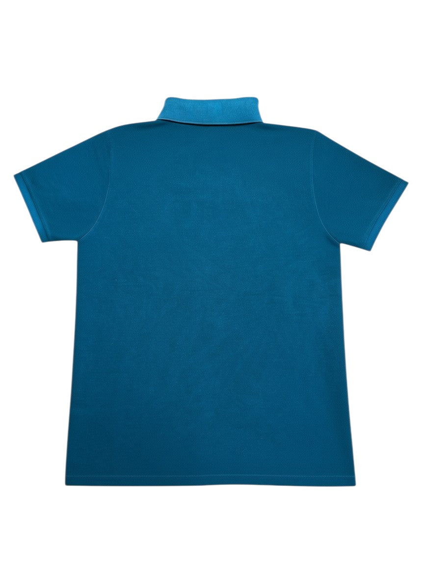 Archive No. 9 Stone Island slim fit turquoise cotton polo shirt with compass logo on chest.