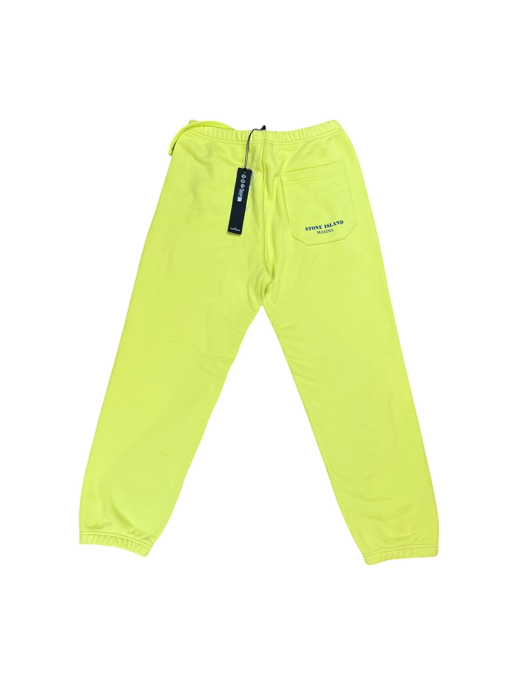 Archive No. 9 yellow Stone Island joggers with reflective Marina logo on back pocket, size S.