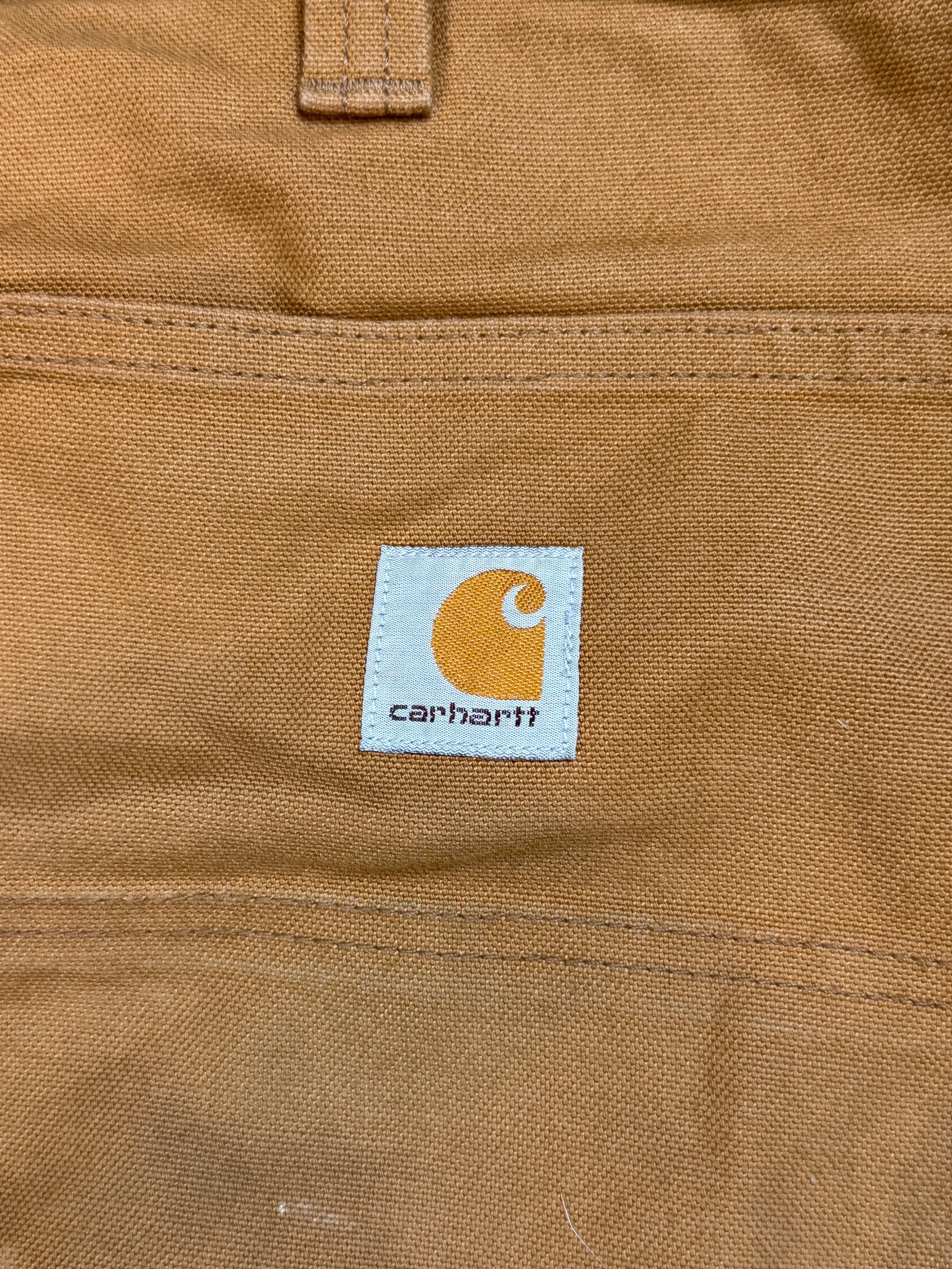 Archive No. 9 vintage tan Carhartt double knee work trousers, 99% cotton, size W38.