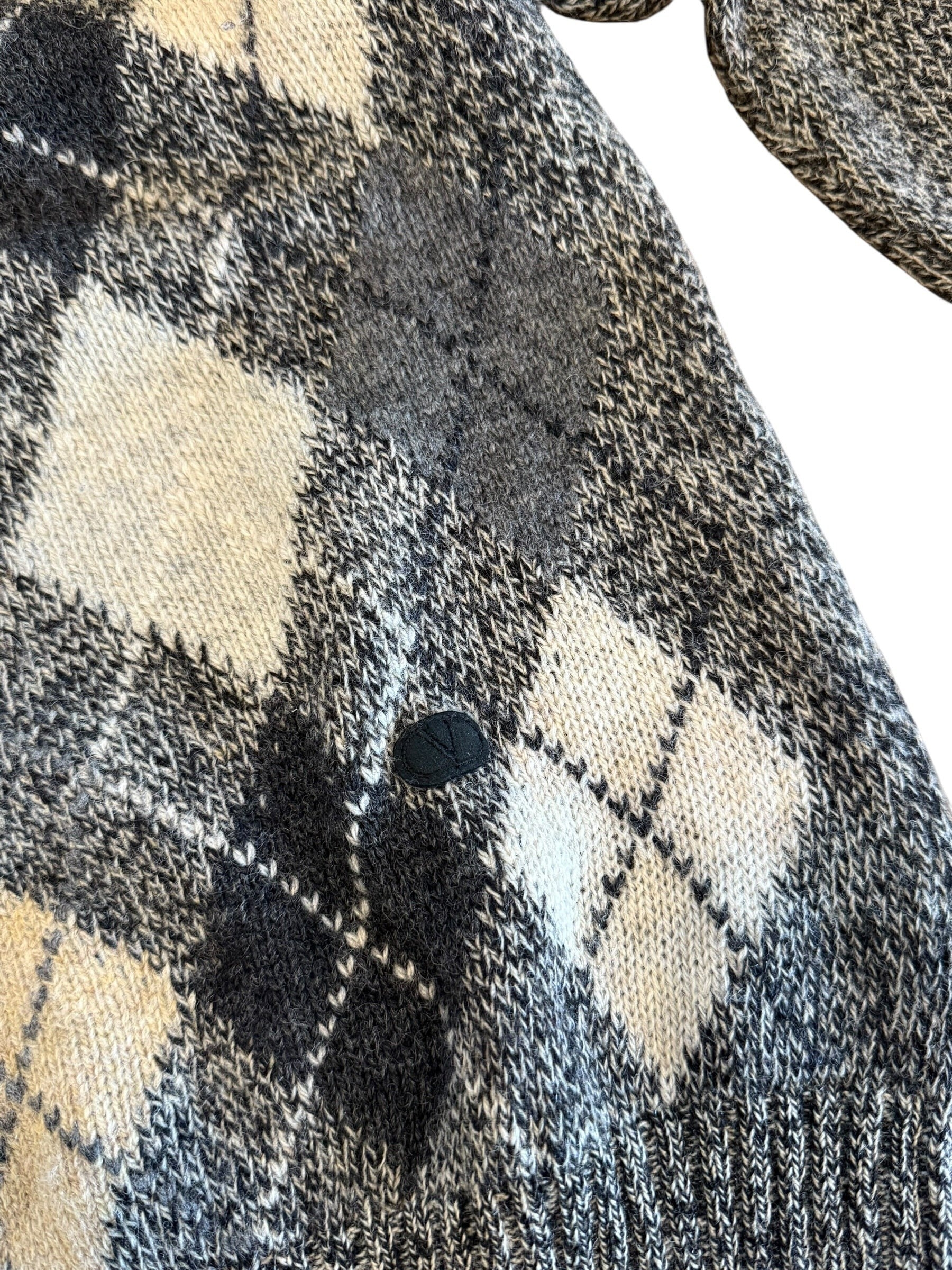 Archive No. 9 Valentino large chequered Knit Jumper in grey, black, and cream. Features a classic argyle pattern and a small black Valentino logo patch.