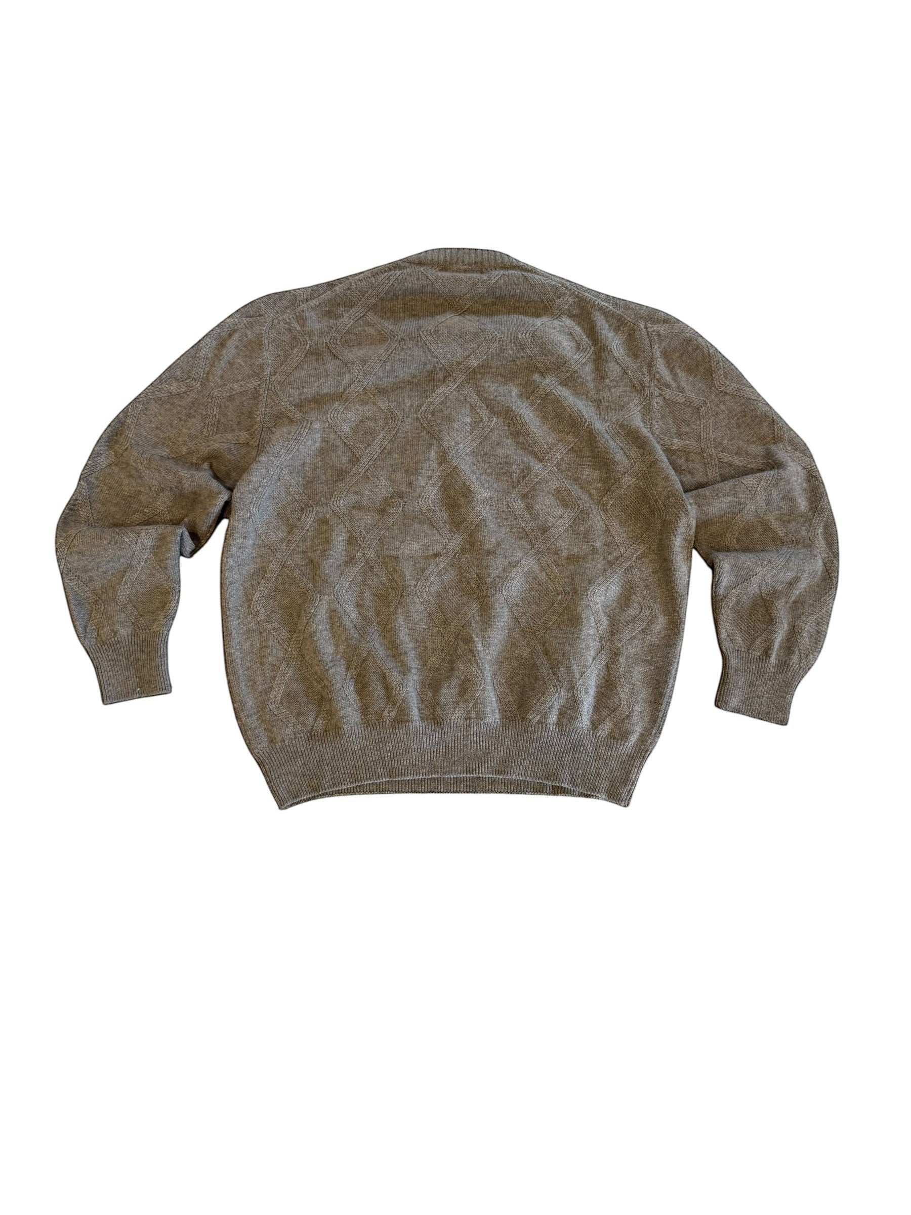 Archive No. 9 Valentino brown cashmere jumper XL with a subtle diamond knit pattern.