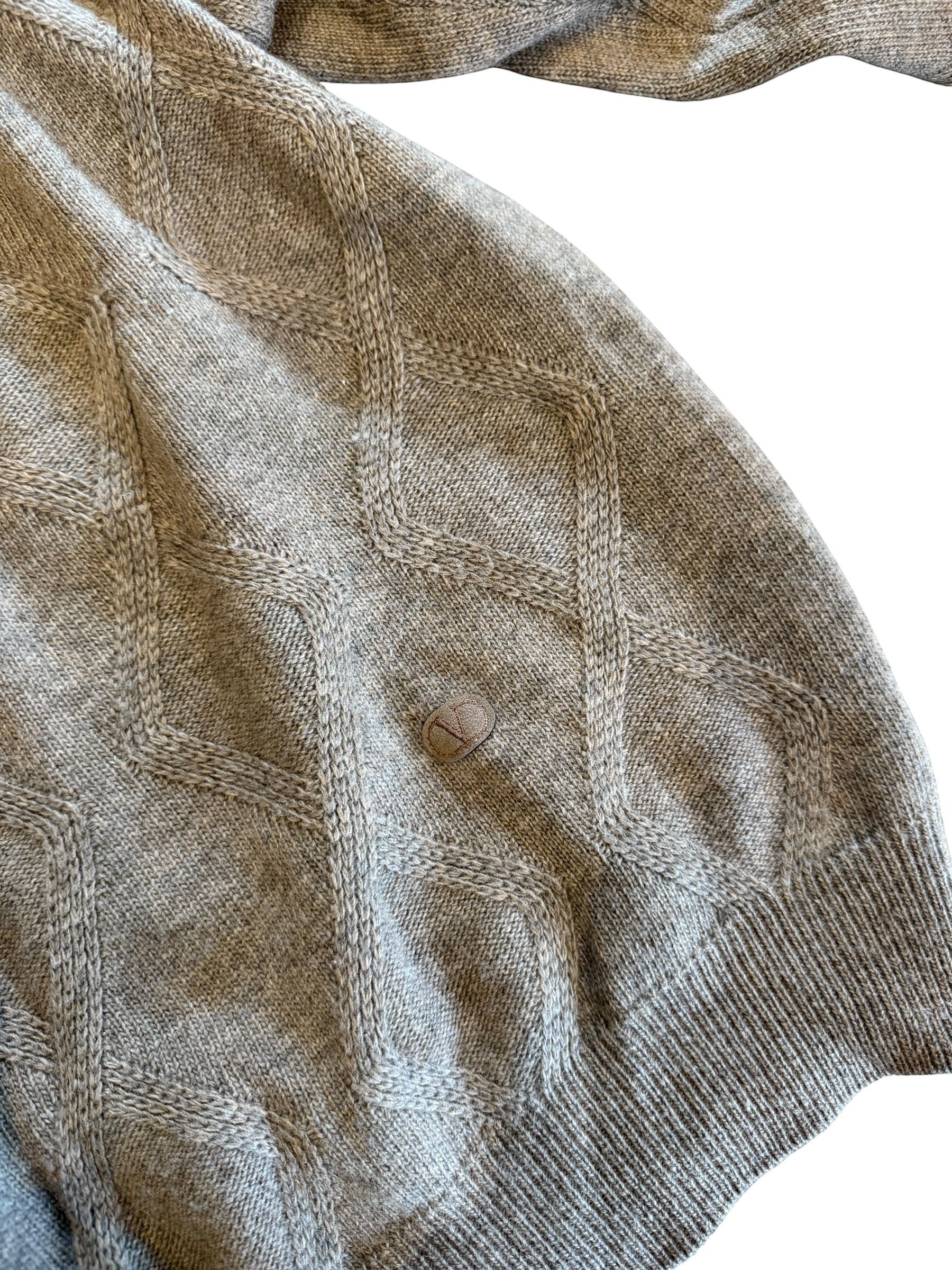 Archive No. 9 Valentino grey cashmere jumper XL with diamond knit pattern and V logo detail.