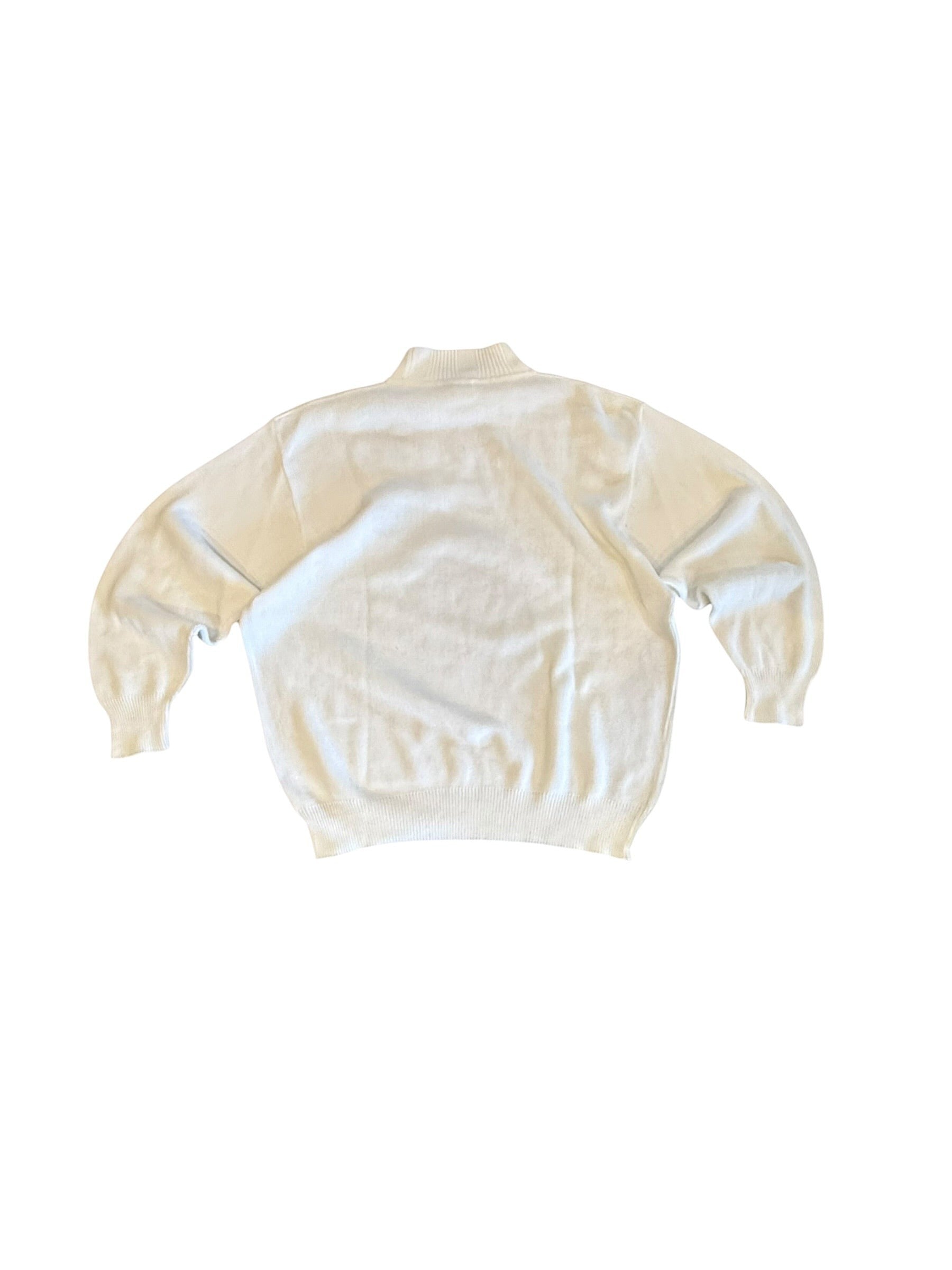Archive No. 9 Valentino white Knit Jumper, size L, with a high neckline and ribbed cuffs and hem.