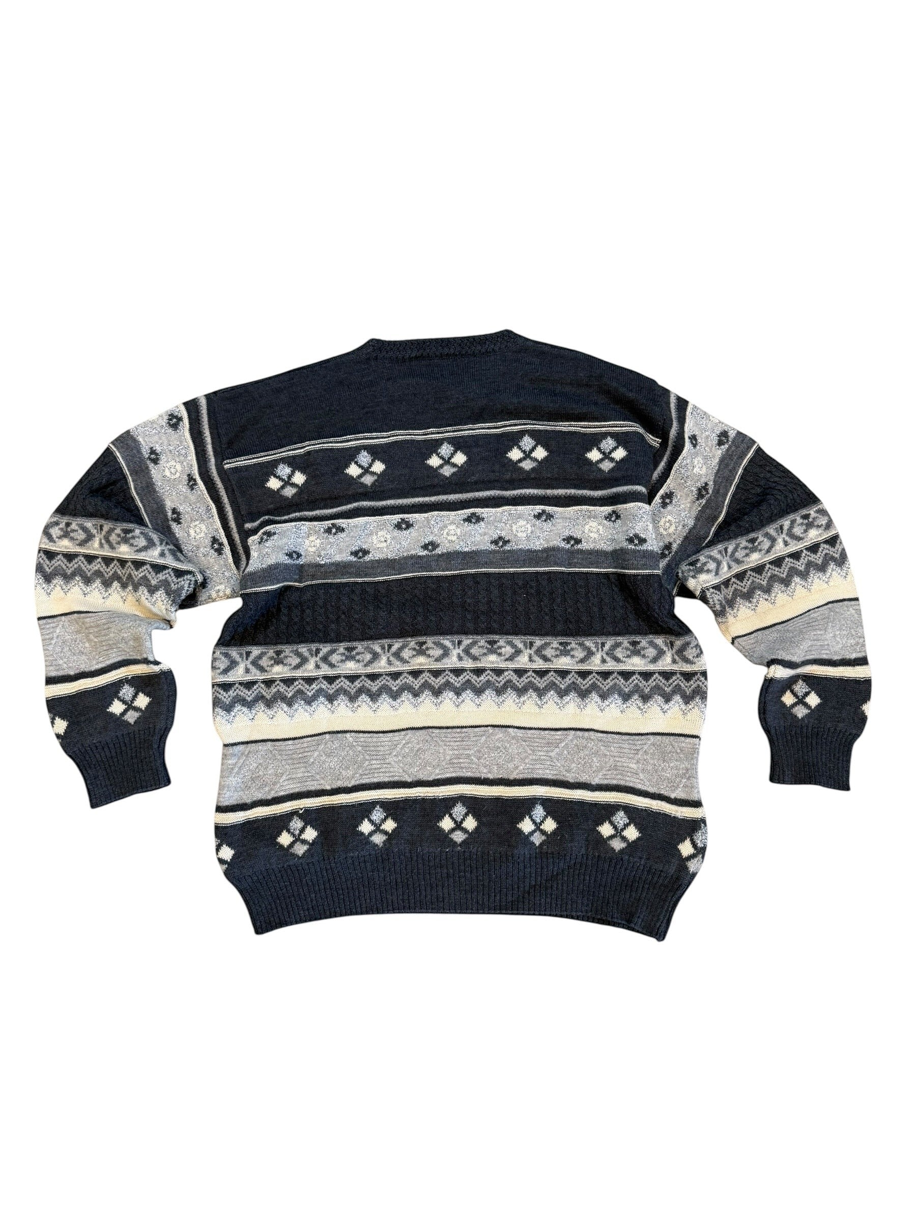 Archive No. 9 Yves Saint Laurent men's medium Knit Jumper in navy with a checkered pattern and YSL detail.